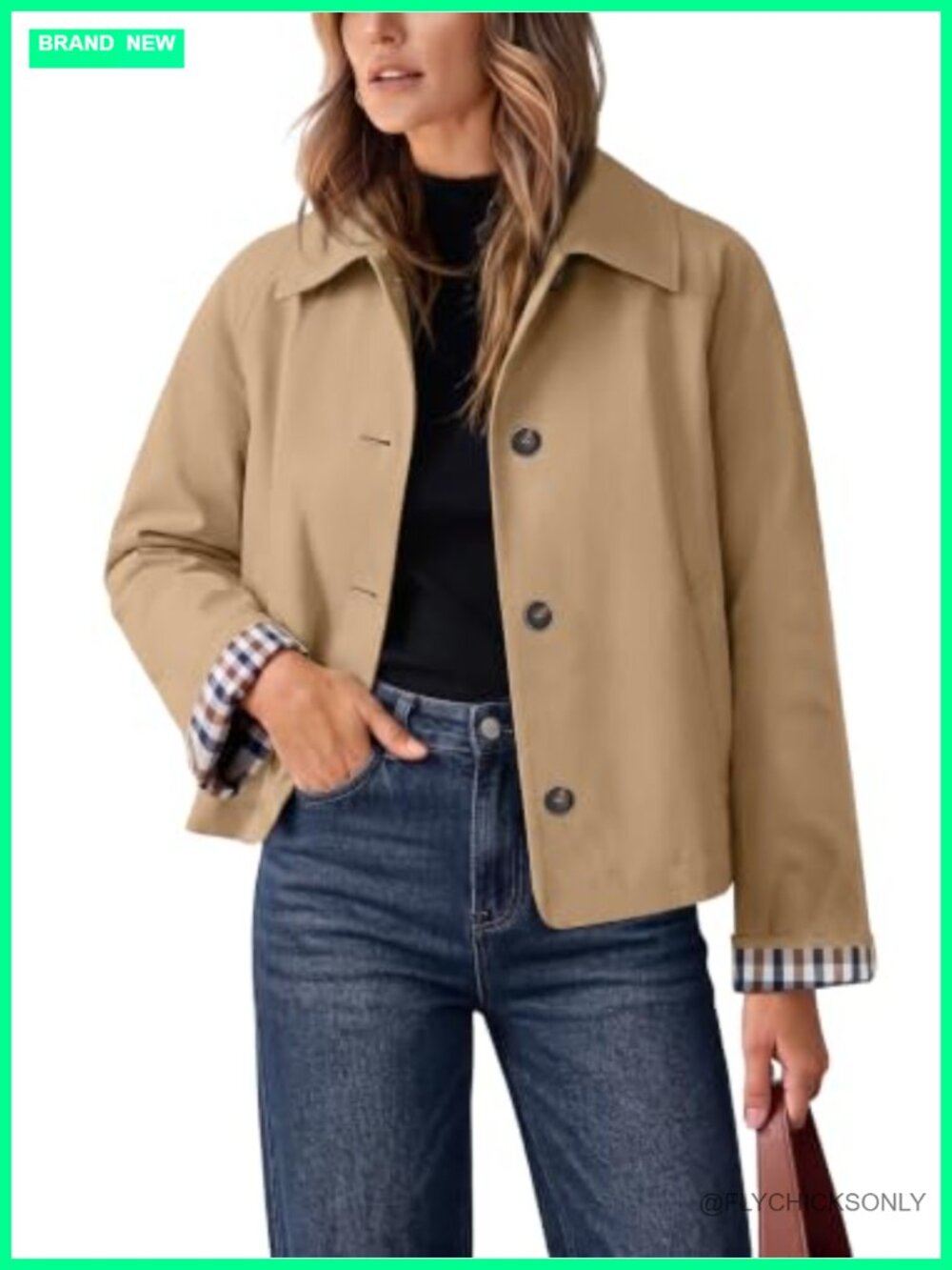 Cropped Trench Coat Oversized Lightweight Casual Jacket